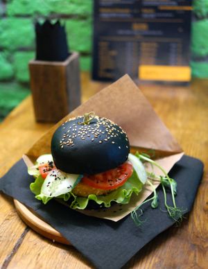 black burger   at One Planet in Kyiv
