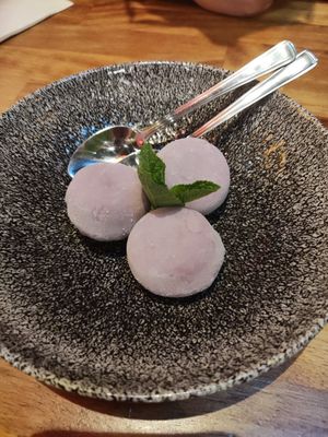 Passion fruit and mango mochi at Tampopo in Manchester