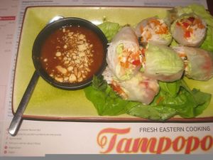 Fresh spring rolls (vegan) at Tampopo in Manchester
