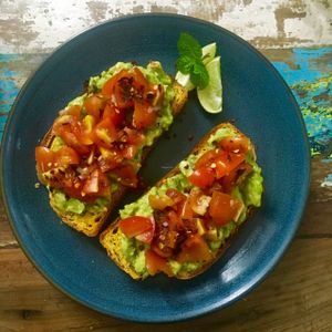 Pumpkin bread with avocado at The Spicy Coconut in Seminyak