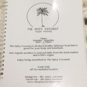 menu 1 at The Spicy Coconut in Seminyak