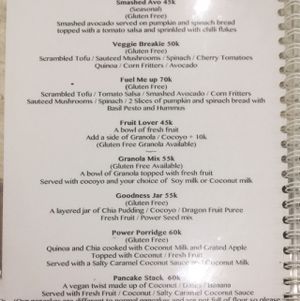 menu 2 at The Spicy Coconut in Seminyak