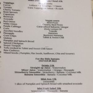 menu 5 at The Spicy Coconut in Seminyak