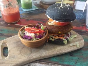 spicy chickpeas burger at The Spicy Coconut in Seminyak