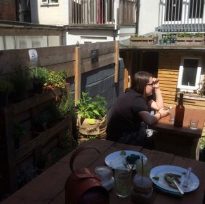 the small courtyard at Home Coffee - Southsea in Portsmouth