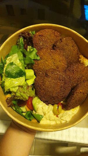 Take away vegan falafel dish (it doesn't come as a sandwich) at Oburus Momus in Kas