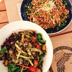 Warm salad and pad thai at Oburus Momus in Kas