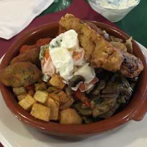 Mixed plate which includes lots of different and TASTY stuff. This was a medium sized and you're definitely not hungry after this one.  at Acai in Mallorca