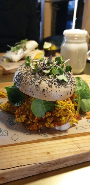 Breakfast Bagel at Green&Berry in Barcelona