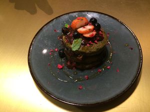 Matcha pancakes  at Green&Berry in Barcelona