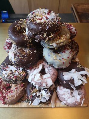 So many Doughnuts!! at Green&Berry in Barcelona