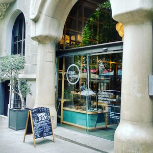 Out front.  at Green&Berry in Barcelona