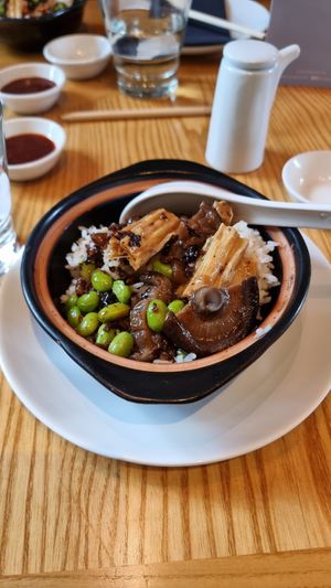 Vegan menu - rice with beans and mushrooms at Ping Pong Dim Sum in South East London