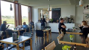 Casual, clean, cheerful interior at Aalto Bistro in Reykjavik