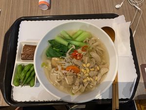 this is their vegetable noodle soup they labeled it as vegan! and they have 2 others vegan options, which are vegetarian dumpling and vegetable fried rice!  at TPE - I-Mei Dim Sum - T2 -  義美點心世界 in Taoyuan