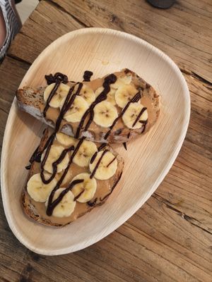 Chocolate and peanut butter toast! at Ziva To Go - Market in Mallorca