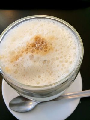 Vegan soy milk café latte. at Green Bowl in Aix-en-provence