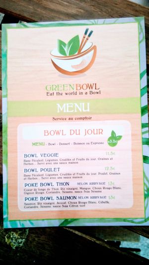 Menu at Green Bowl in Aix-en-provence