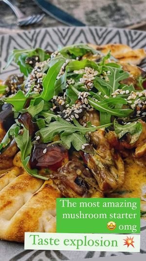 The mushroom starter is amazing 🤩  at Yard of Taste in Zakynthos