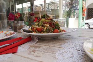 Specially made salad with organically grown season vegetables at Yard of Taste in Zakynthos