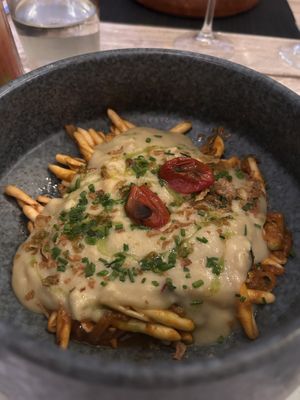 Main course with vegan feta and Béchamel.  at Yard of Taste in Zakynthos
