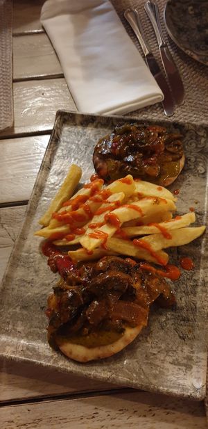 Vegan gyros (mushroom is the meat substitute) at Yard of Taste in Zakynthos