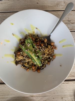 This main is so delicious, it is quinoa and chickpeas, avocado and veg! I can’t even tell you the names of the dishes because the chef just makes them up! It was amazing  at Yard of Taste in Zakynthos