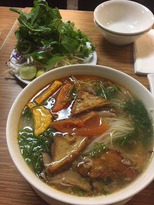 One of the noodle soups at NDH Vegetarian - Nhan Duc Hanh in Westminster