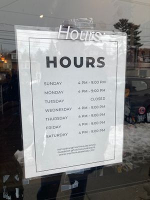 Hours - February 2025 at Thai Thai in Lakewood