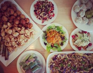 vegan party at cafe at Shanti Yoga Vegan Cafe in Hiroshima