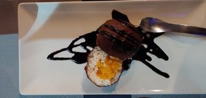 Chocolate, coconut and apricot ball at Land of Freedom in Fuerteventura