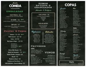 our menu at Green Iguana Bar in Malaga