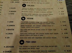 the vegan section in the menu at Star Pub in Sorrento