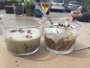 Matcha and Banoffi dessert   at Me Gusta in Mallorca