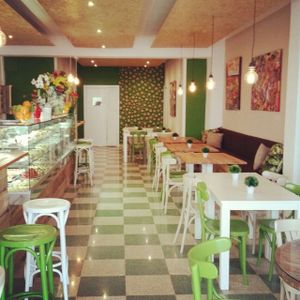 Indoor seating with air conditioning and friendly staff :) at Me Gusta in Mallorca