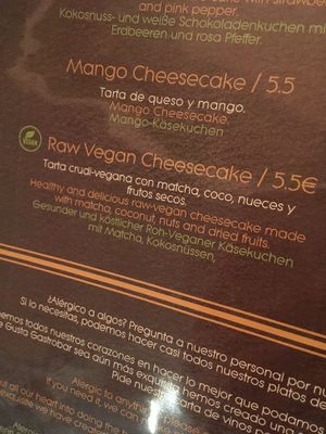 desert menu - may 2019 at Me Gusta in Mallorca