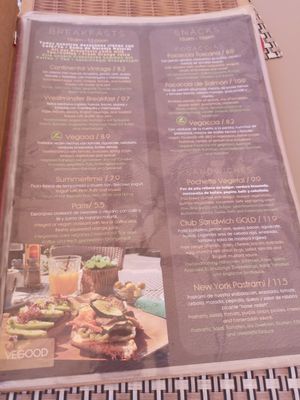 Menu 22nd August 2019 at Me Gusta in Mallorca