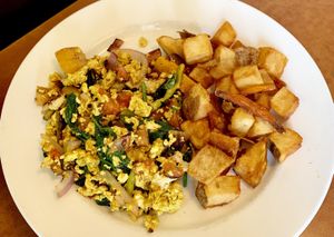 Curry Tofu Scramble with Potatoes  at Locavore Bistro in Boise