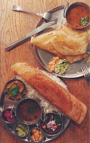 Thali and dosa   at Dosa Bar in Tel Aviv