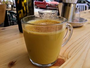 Golden milk at Dosa Bar in Tel Aviv