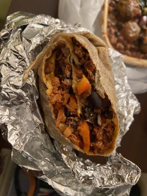 Vegan chorizo burrito  at EVE in Encinitas