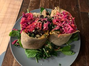 Veggie burrito. Very big but a bit bland   at EVE in Encinitas