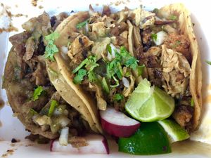 3 different vegan tacos  at Taqueria La Venganza in Oakland
