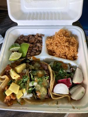 Taco trio  at Taqueria La Venganza in Oakland