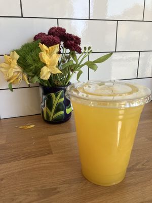 Pineapple passion fruit agua fresca  at Taqueria La Venganza in Oakland