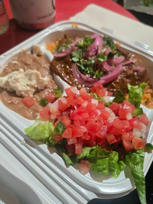 Seasonal "chicken" mole plate at Taqueria La Venganza in Oakland