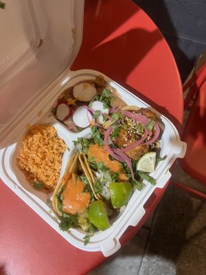 Taco plate. Amazing  at Taqueria La Venganza in Oakland