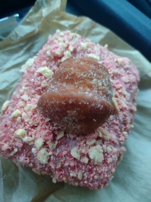 Strawberry shortcake donut at Taqueria La Venganza in Oakland