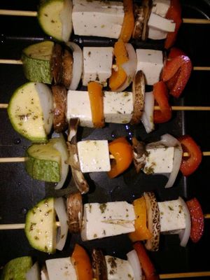 brochetas tofu y verduras at YoVegetariano in Saltillo