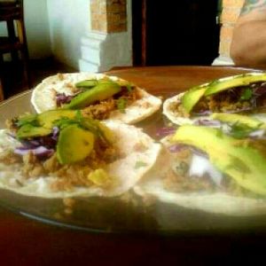tacos de soja at YoVegetariano in Saltillo